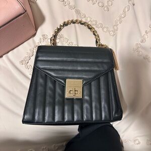 Aldo Black Satchel with Gold Accents